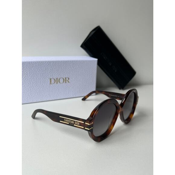 NEW Dior Signature R1U Round Sunglasses in Havana Brown - Picture 10 of 11